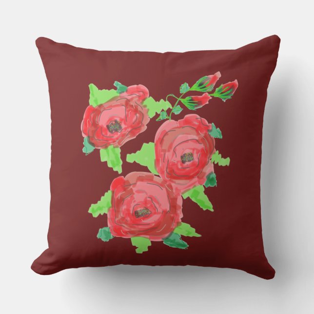 Ontwerper van Bourgondië en rode rozen Buitenkussen (Voorkant)