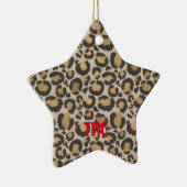 Ontwerper van leopard Print Red Initialen kerstkaa Keramisch Ornament (Rechts)