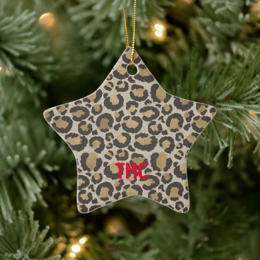 Ontwerper van leopard Print Red Initialen kerstkaa Keramisch Ornament (Boom)