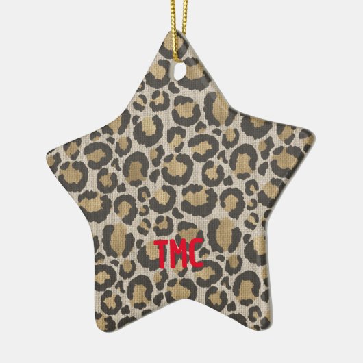 Ontwerper van leopard Print Red Initialen kerstkaa Keramisch Ornament (Links)