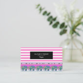 Ontwerper van moderne trendy witte roze strepen visitekaartje (Staand voorkant)