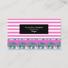 Ontwerper van moderne trendy witte roze strepen visitekaartje