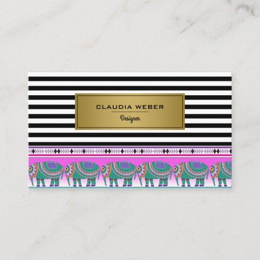 Ontwerper van moderne trendy zwarte en witte strep visitekaartje (Voorkant)