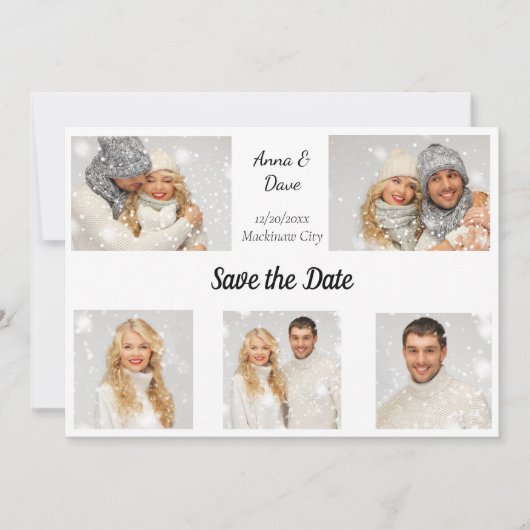 Ontwerper vijf foto slaat de datum op save the date (Voorkant)