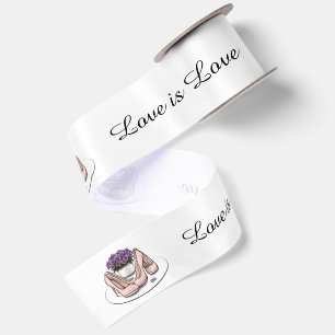 Ontwerper Violet Bloemen LGBTQ Mrs en Mrs Trouw  Satijnen Lint