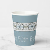 Ontwerper Wasblauwe Floral Papieren Bekers (Links)