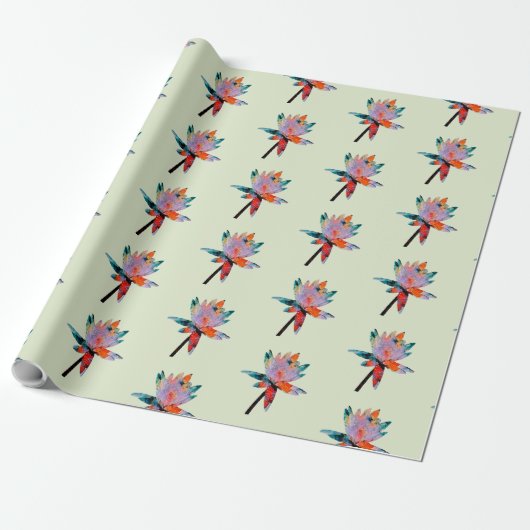 Ontwerper Waterlelie Inpakpapier (Uitgerold)
