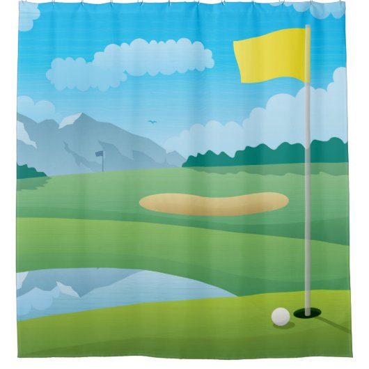 Ontwerpgordijn Golfcursus Douchegordijn (Voorkant)