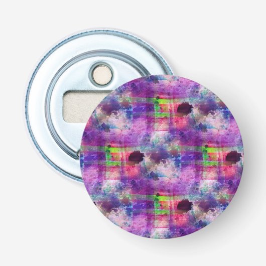 Ontwerpgroene, paarse waterverf button flesopener (Voorkant)