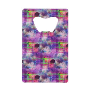 Ontwerpgroene, paarse waterverf creditkaart flessenopener