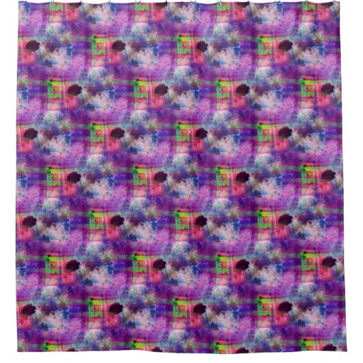 Ontwerpgroene, paarse waterverf douchegordijn (Voorkant)