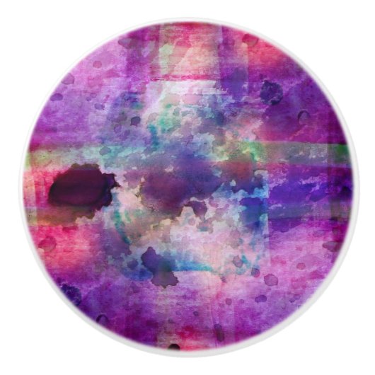 Ontwerpgroene, paarse waterverf keramische knop (Voorkant)