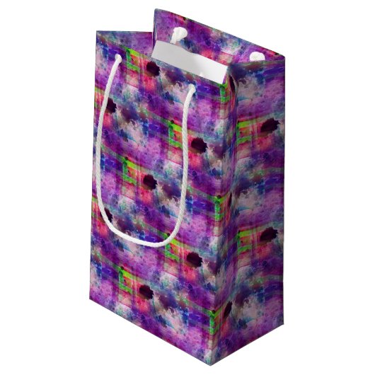 Ontwerpgroene, paarse waterverf klein cadeauzakje (Achterkant Gekanteld)