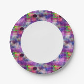 Ontwerpgroene, paarse waterverf papieren bordje (Voorkant)