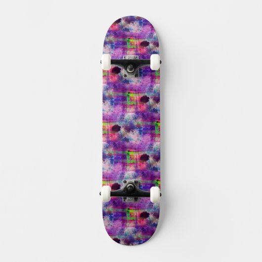 Ontwerpgroene, paarse waterverf persoonlijk skateboard (Voorkant)