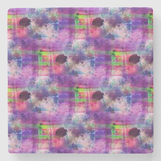 Ontwerpgroene, paarse waterverf stenen onderzetter (Voorkant)