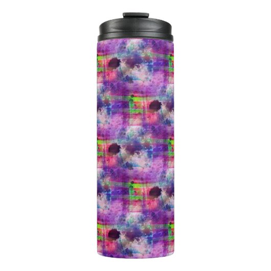 Ontwerpgroene, paarse waterverf thermosbeker (Voorkant)