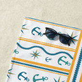 Ontwerphanddoek voor aangepaste naam Chic Anchor Strandlaken (In situ)