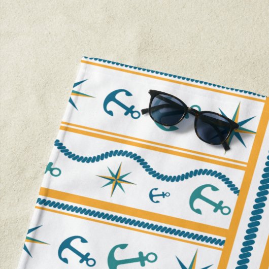 Ontwerphanddoek voor aangepaste naam Chic Anchor Strandlaken (In situ)