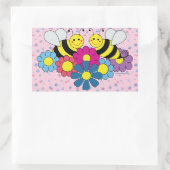 Ontwerpillustratie bijen en bloemen rechthoekige sticker (Tas)