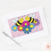 Ontwerpillustratie bijen en bloemen rechthoekige sticker (Envelop)