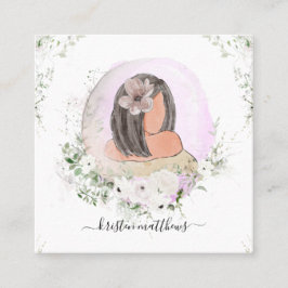 Ontwerpillustratie van waterverf Hair Mode Vierkante Visitekaartje