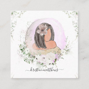 Ontwerpillustratie van waterverf Hair Mode Vierkante Visitekaartje