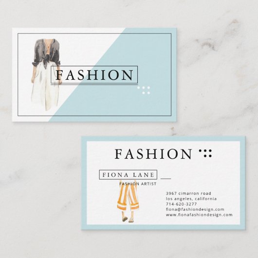 Ontwerpillustratie waterverf Mode Visitekaartje (Voorkant / Achterkant)