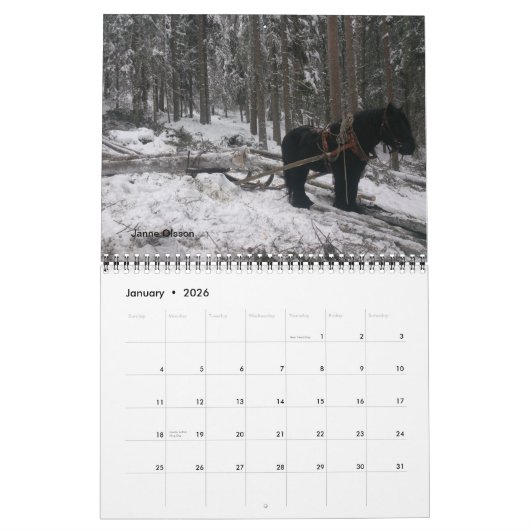 Ontwerpkalender voor paardenvrienden kalender (Jan 2026)