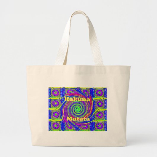 Ontwerpkleuren van cadeaudesign voor Hakuna Matata Grote Tote Bag (Voorkant)