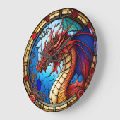 Ontwerpklok Glas in lood dragon Grote Klok (Hoek)