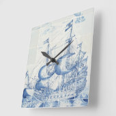 Ontwerpklok voor blauw tegel vierkante klok (Hoek)