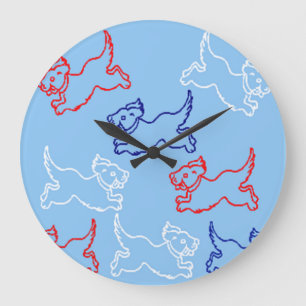 Ontwerpklokken - Dog-ontwerpen - Rood wit en blauw Grote Klok