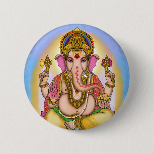 Ontwerpknopen van Heer Ganesha Ronde Button 5,7 Cm