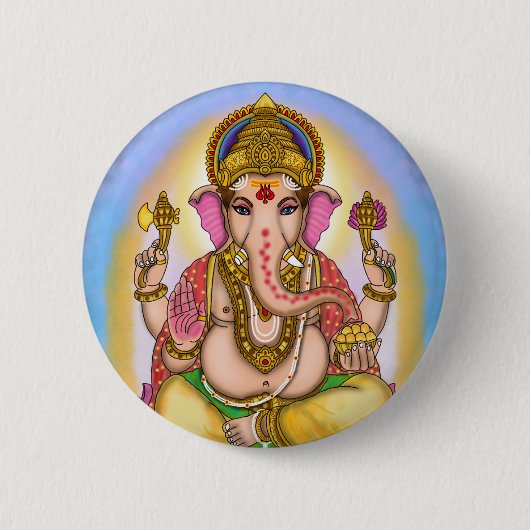 Ontwerpknopen van Heer Ganesha Ronde Button 5,7 Cm (Voorkant)