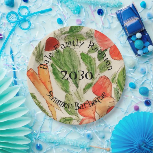 Ontwerpkunst voor waterverf op zomergroenten papieren bordje (Feest)