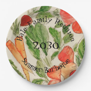 Ontwerpkunst voor waterverf op zomergroenten papieren bordje