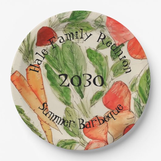 Ontwerpkunst voor waterverf op zomergroenten papieren bordje (Voorkant)