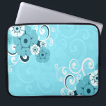 Ontwerplaptophoes:Floral-patroon blauwe cirkels Laptop Sleeve<br><div class="desc">Een aantrekkelijk draaipatroon met bloemen geeft een unieke indruk en een trendy blik op uw neopreen laptophoes. 
Kies uit drie verschillende formaten in aangepaste laptophoezen om uw familie of vrienden een cadeau te doen!</div>