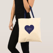Ontwerpnaam aangepast donkerblauw hart Eenvoudig c Tote Bag (Voorkant (product))