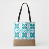 Ontwerpnaam van turquoise en bruine Tegel Tote Bag (Voorkant)