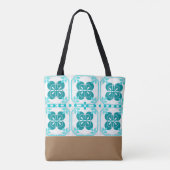 Ontwerpnaam van turquoise en bruine Tegel Tote Bag (Achterkant)