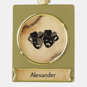 Ontwerpnaam voor Robuuste komedie en tragedie Verguld Banner Ornament