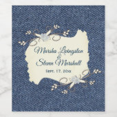 Ontwerpnamen blauw Denim en datum Wijn Etiket (Enkel label)