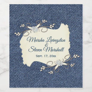 Ontwerpnamen blauw Denim en datum Wijn Etiket