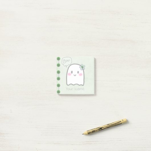 Ontwerpnotities voor Girly Ghost Cute Waterverf Post-it® Notes (Op bureau)