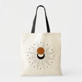 Ontwerpontwerp van de retrozon- en maanconcept tote bag (Voorkant)