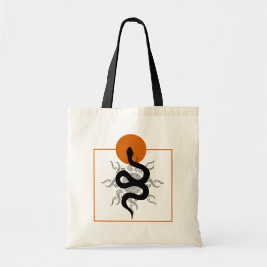 Ontwerpontwerp van de retrozon- en slangenconcept  tote bag (Voorkant)