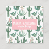 Ontwerpontwerp van woestijncactus en Waterverven Vierkante Visitekaartje (Voorkant)