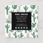 Ontwerpontwerp van woestijncactus en Waterverven Vierkante Visitekaartje (Achterkant)